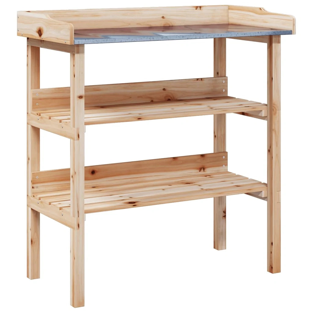 Tavolino portavasi con ripiani 78 x 38 x 825 cm in legno massello di abete marrone 02_0045432