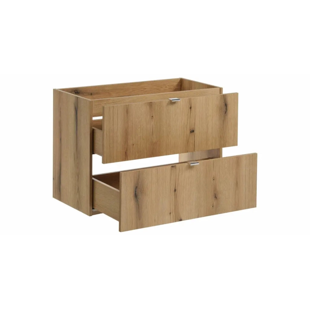 Mobile sotto lavabo VANO – 2 cassetti – Colore quercia – L80 × P57 × H39 cm – Da appendere