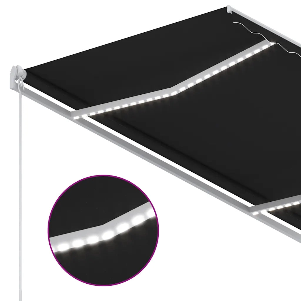Tenda da Sole Retrattile Manuale con LED 300x250 cm Antracite cod mxl 43689