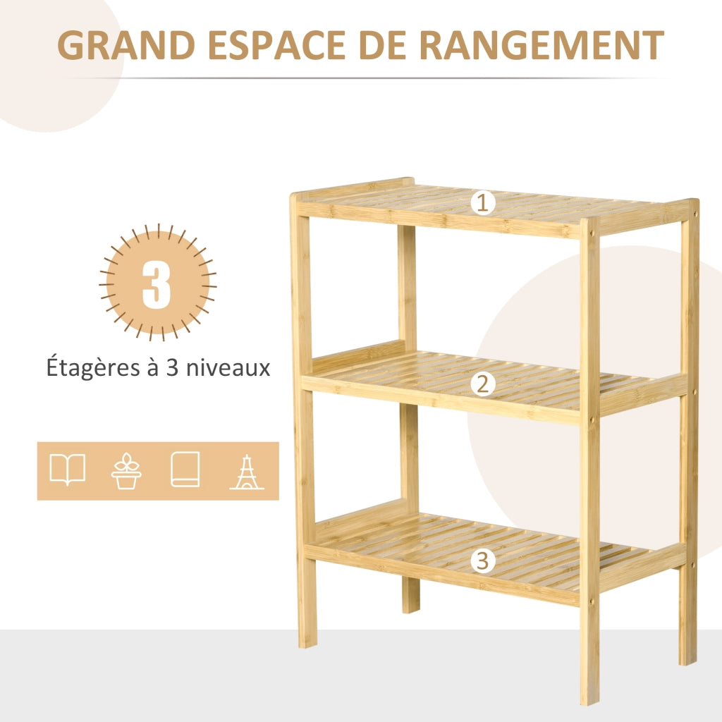 Libreria in bamb¨´ a 3 livelli ¨C Zephmum ¨C 62x33x80 cm legno naturale
