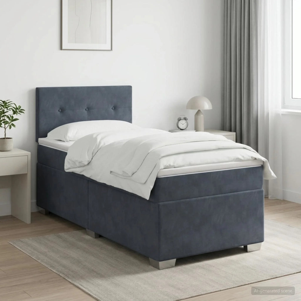 Letto box spring con materasso Grigio Scuro 90 x 200 cm Velluto 3450639