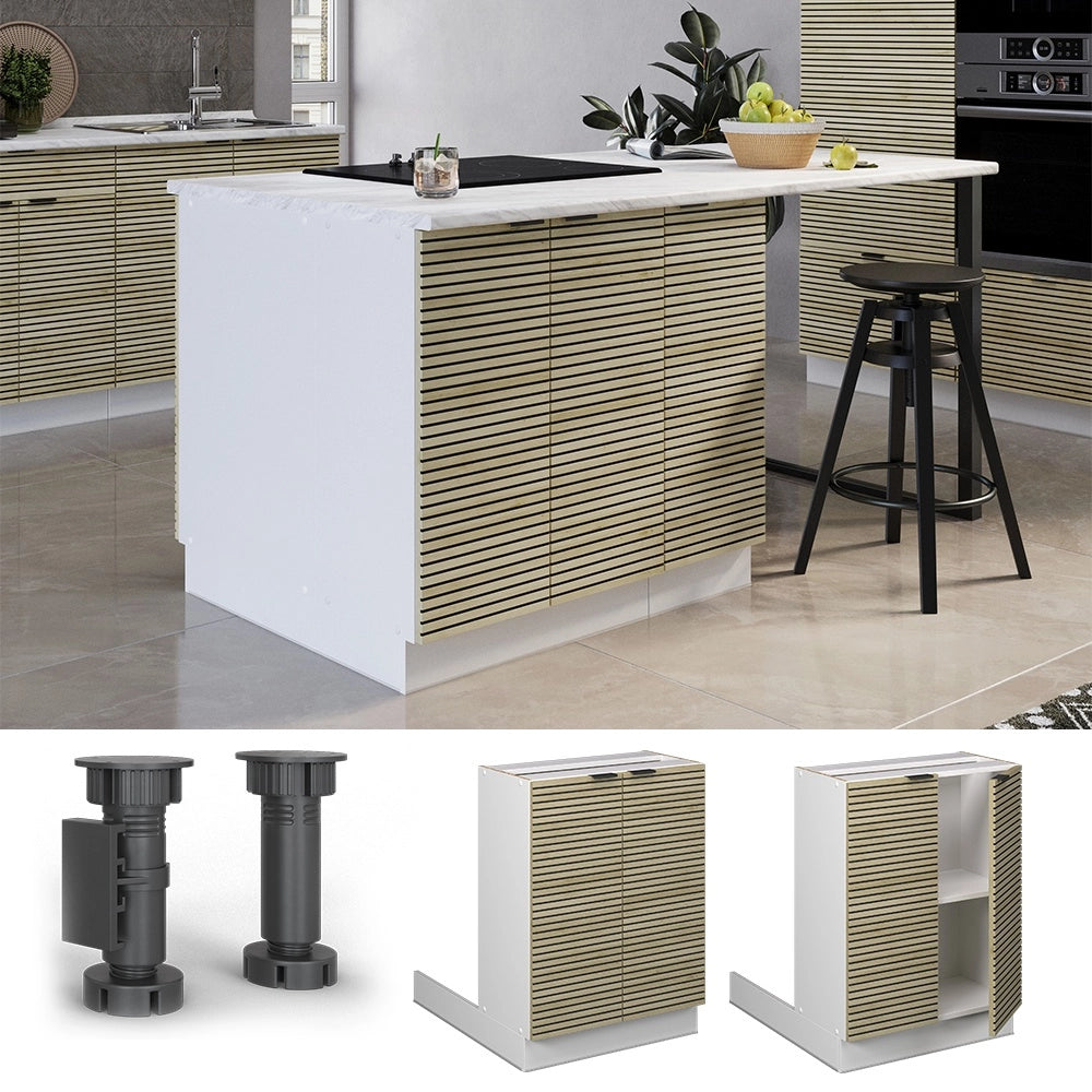 Isola da cucina Fame-Line Pannello in quercia/Bianco 60 cm senza piano di lavoro Vicco