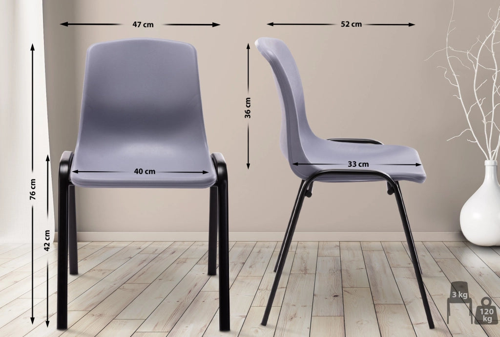 Sedia impilabile Nowra in polipropilene grigio