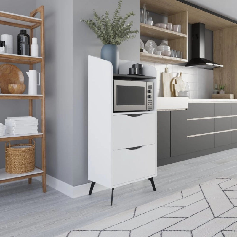 Mobile multiuso Gorki con cassetti bianco e ripiano retro grey