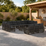 Set Divano da Giardino 14 pz Grigio e Grigio Scuro polyrattan 3435572