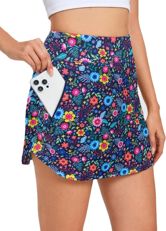 Sportbroekrok con alta cintura - Pantaloncino da trekking - Pantaloncino da tennis con pantaloncino interno - Pantaloncino da golf con tasche di chiusura - Pantaloncino sportivo elastico - Pantaloncino da estate mini