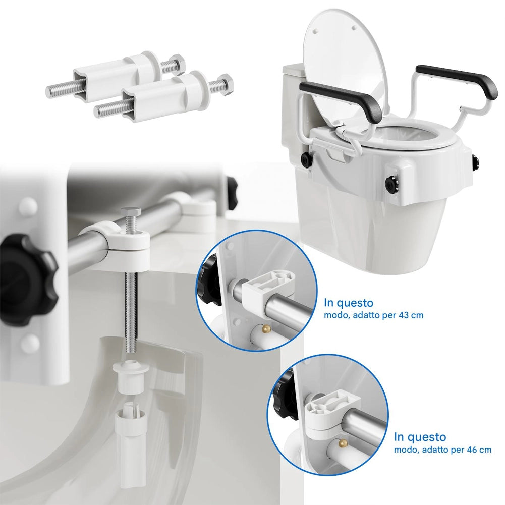 Rialzo per Sedile WC Braccioli Maniglie Assistite Copriwater Disabili e Anziani
