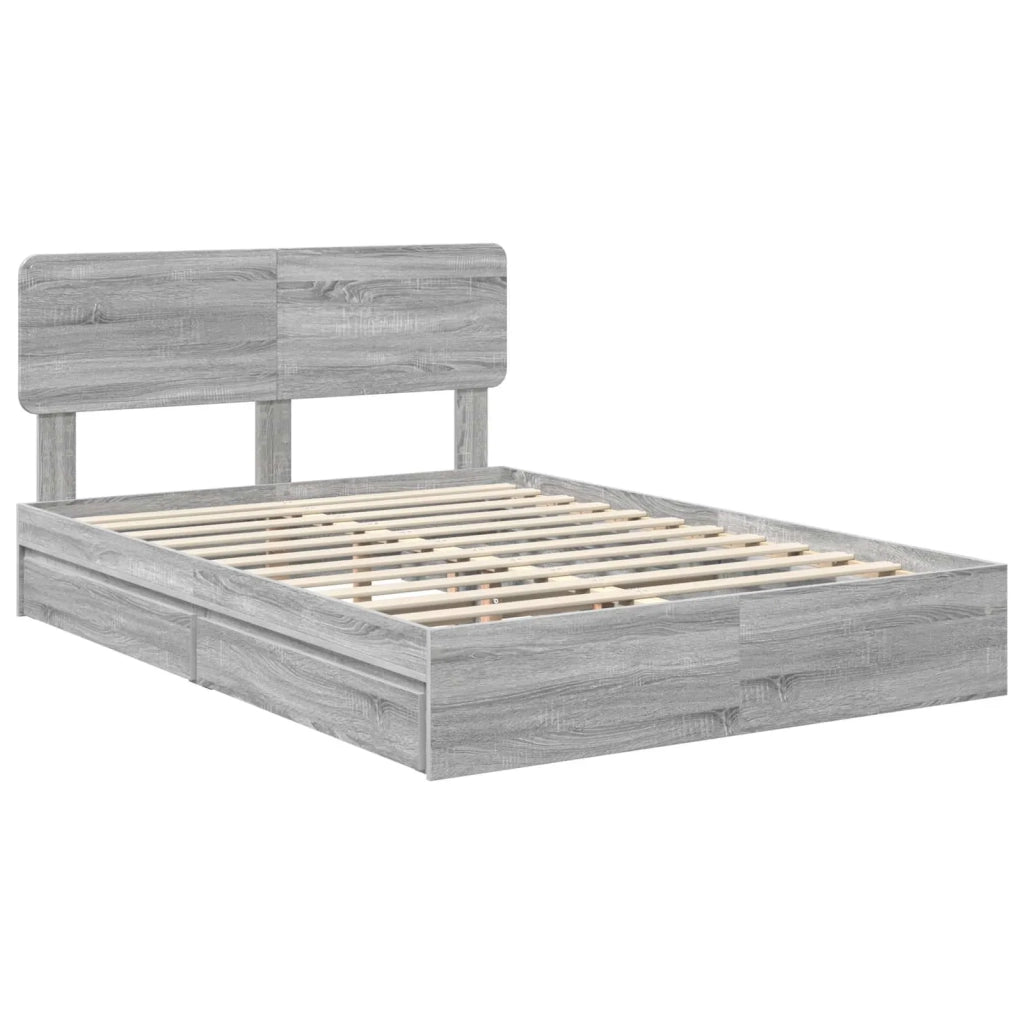 Letto con Contenitore con testiera Grigio Sonoma 140 x 200 cm