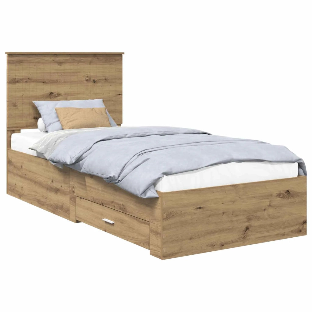 Struttura del letto con testiera Rovere artigianale 90 x 190 cm