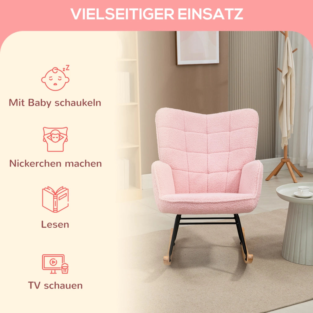 POLTRONA A DONDOLO Imbottita 98x71x101 cm Rosa