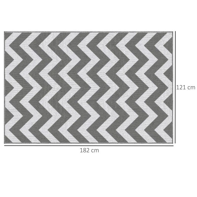 TAPPETO DA ESTERNO REVERSIBILE CON FANTASIA GEOMETRICA 121X182 CM GRIGIO E BIANCO