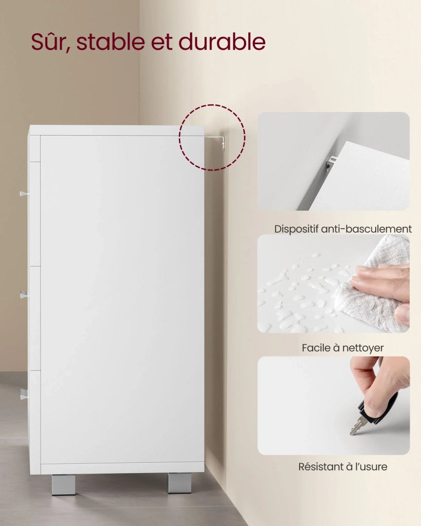 Mobile lavabo da bagno 30 x 70 x 64 cm 3 cassetti laterali 2 scomparti dietro l'anta adatto per lavabi su colonna con gambe 12_0006536