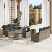 Set Divano da Giardino con Cuscini 9 Pezzi Grigio Polyrattan Acacia