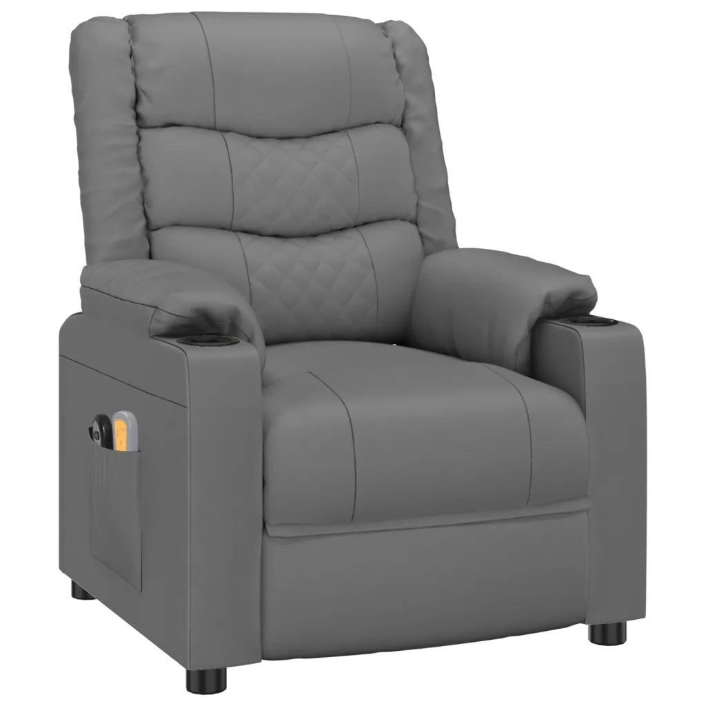 Poltrona Massaggiante Elettrica Grigio Similpelle cod mxl 32093