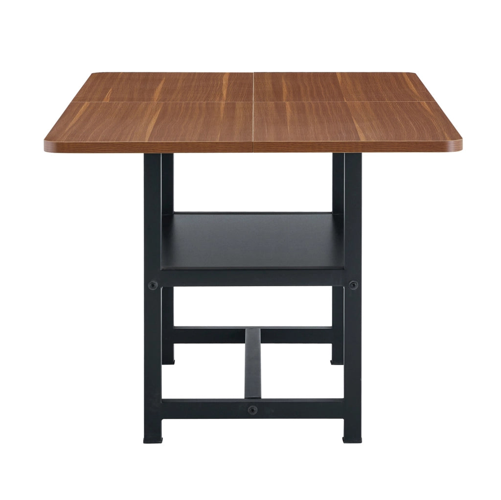 Tavolo da pranzo 160x90x76 cm con ripiano integrato in MDF e metallo nero e noce