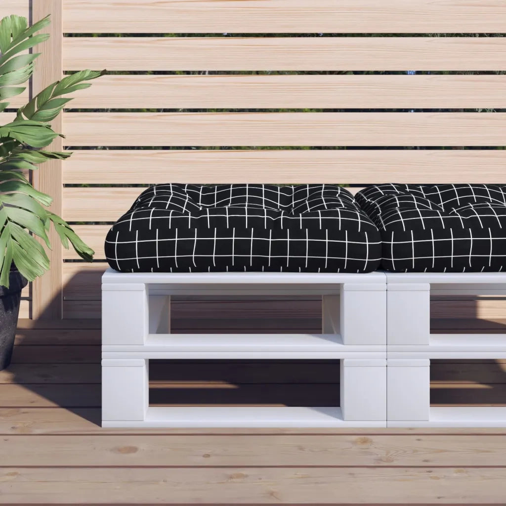 Cuscino per Pallet Motivo a Quadri Nero 60x60x12 cm in Tessutocod mxl 70389