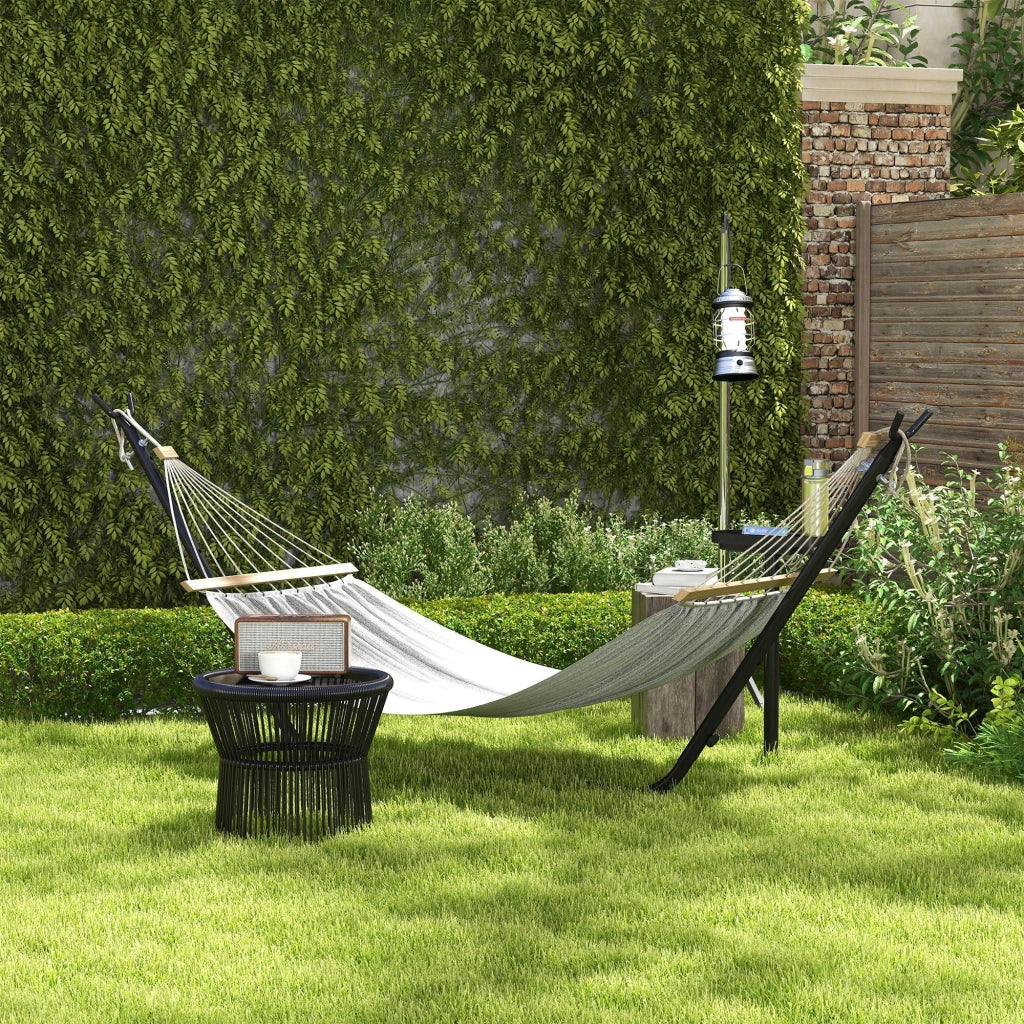 Supporto per Amaca max 150kg con Tavolino Integrato 285x125x110 cm in Acciaio Nero