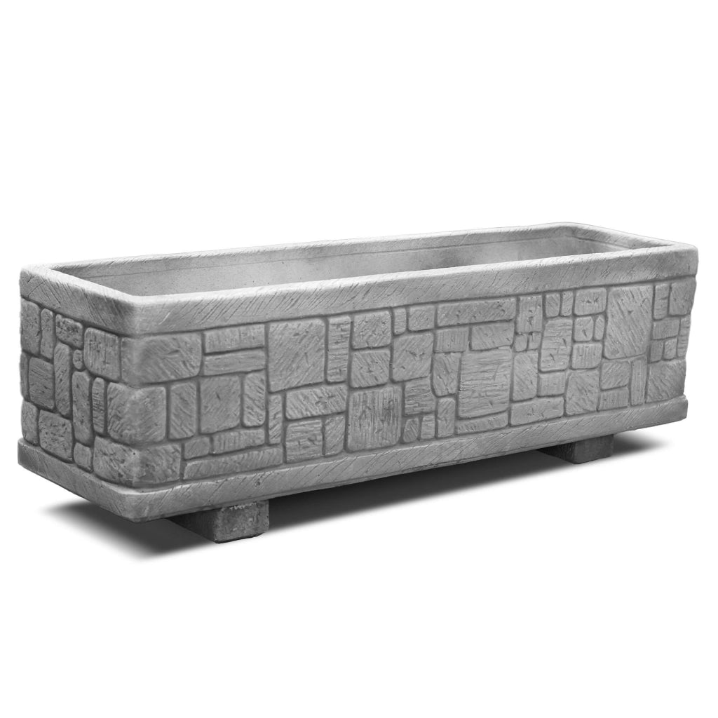 Fioriera da Giardino 100x27x29 cm in Cemento Granulato di Marmo Presolana Grande Grigio