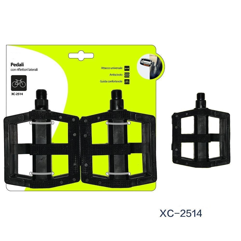 Trade Shop - Coppia Pedali Per Bicicletta Con Riflettori Laterali Attacco Universale Xc-2514 -