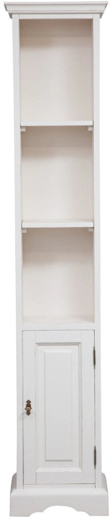 Biscottini Piccola libreria in legno massello di tiglio finitura bianca anticata L40xPR30xH196 cm. Made in Italy