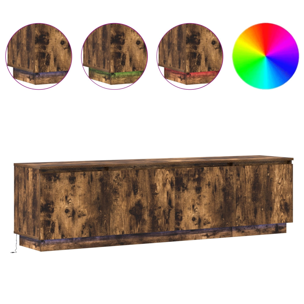 Mobile TV con LED Rovere Affumicato 180x38x49 cm Legno Ingegnerizzato