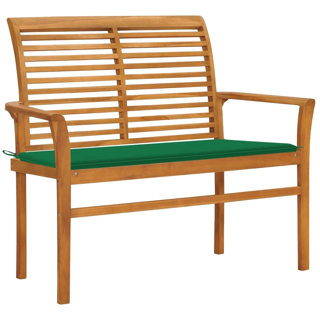 Panca da giardino mobili da giardino per esterni terrazza con cuscino verde 112 x 55 x 94 cm legno massello di teak 02_0011557