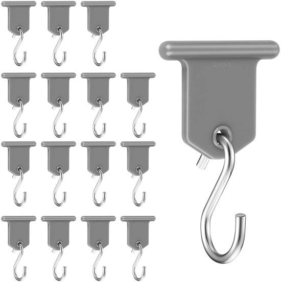 Set di 16 Kederlijsthaken RV Luifelhaken Campingluifels Kederrail Accessori per Camper/Caravan Costruzione in Acciaio Robusta