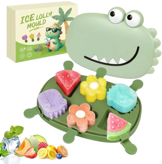 Forme per gelati - 6 celle - BPA libero - silicone - forme per gelati mini - forme riciclabili - inclusi bastoncini e coperchio - forma per gelati