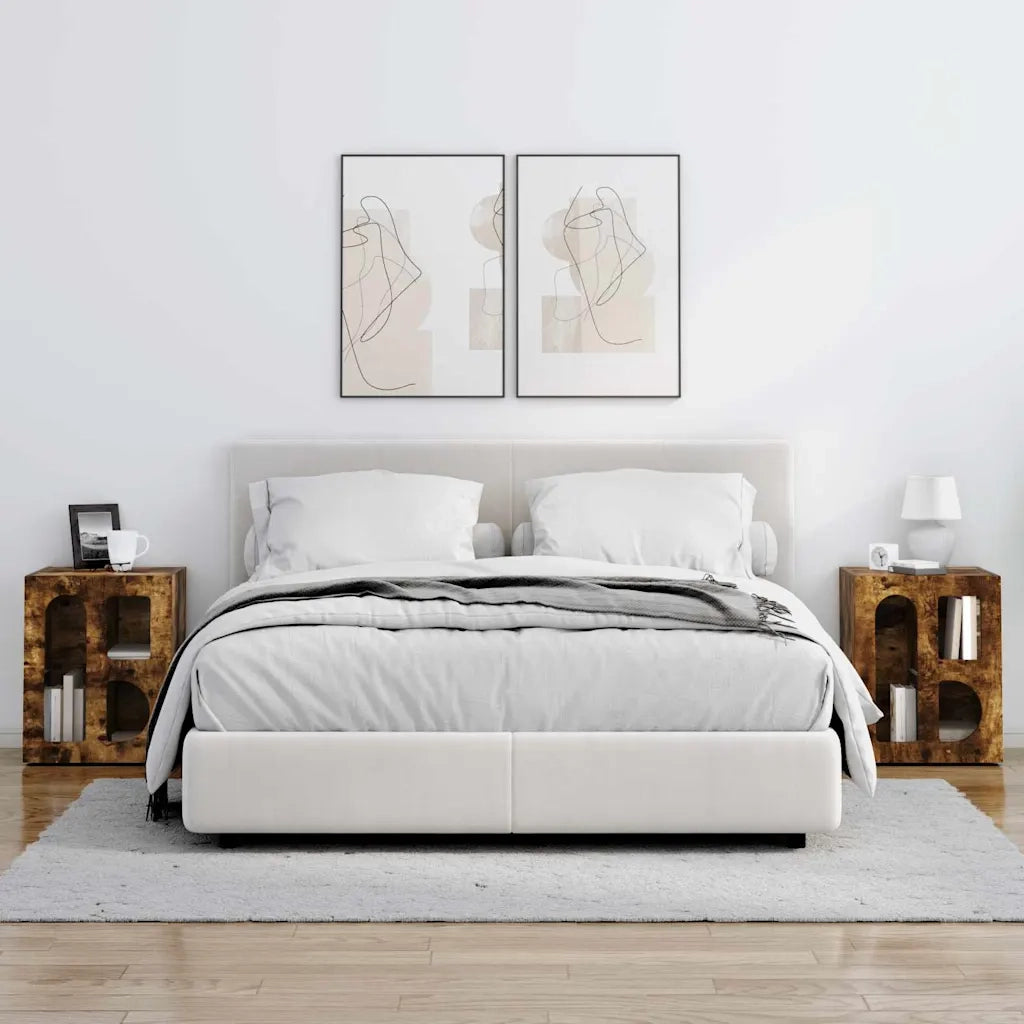 Set di 2 Comodini | Armadio da Notte | Mobiletto da notte Rovere fum¨¦ 40 x 35 x 50 cm Legno multistrato