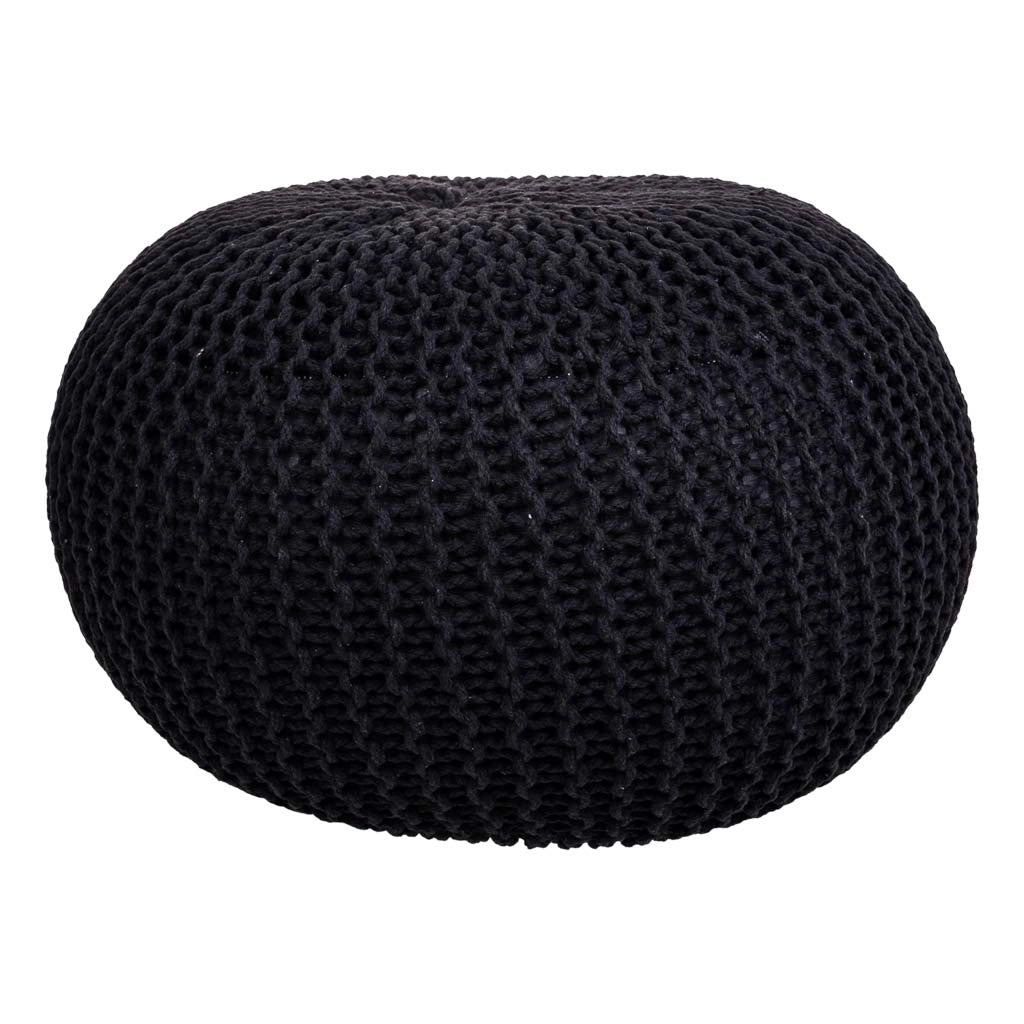 Puff de algodón trenzado negro 45x45x30