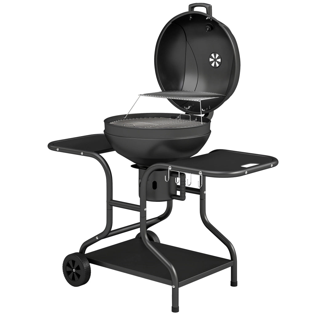 Barbecue a Carbonella Rotondo con Coperchio ¨C zephmum ¨C Nero, Acciaio, 129x63.5x106.5 cm