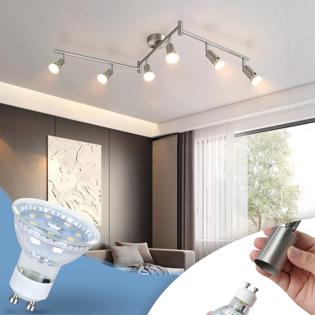 ZMH Faretto da soffitto a 6 luci - Plafoniera moderna GU10 faretto da soffitto soggiorno