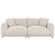 Divano in tessuto Beige chiaro imbottito in poliestere 3 posti con cuscini decorativi Divano da soggiorno