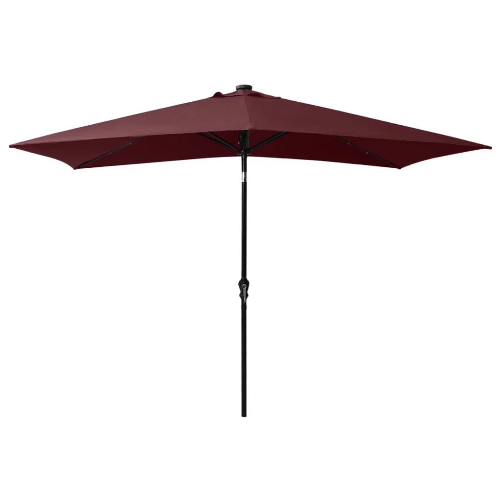 Ombrellone con LED e palo in acciaio 2 x 3 m rosso bordeaux 02_0008069