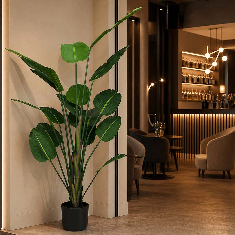 Strelitzia Artificiale con vaso pianta finta realistica decorativa h 180 cm