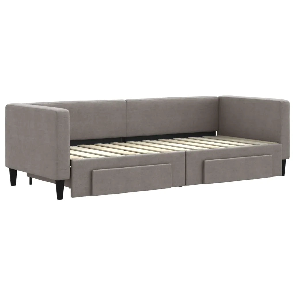 Divano Letto Estraibile con Cassetti-Sofa Letto-Daybed Tortora 80x200 cm Tessuto 328021