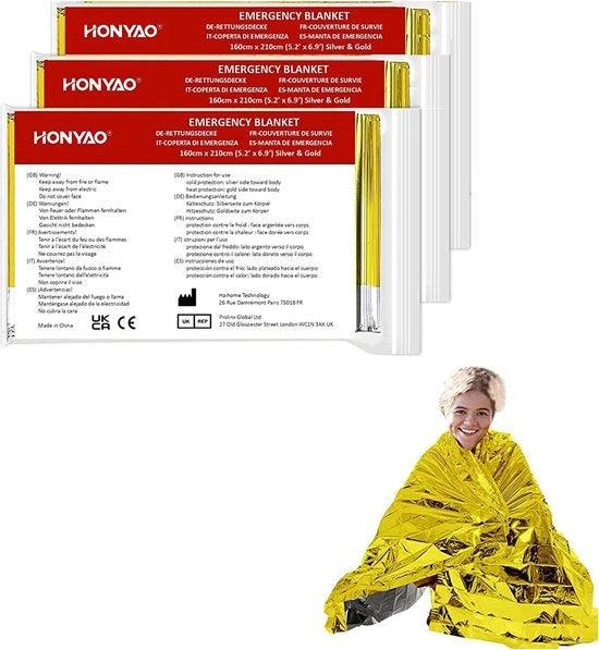 Pallone di Emergenza Termico, Sacco da Soggiorno Acquaparato e Caldo | Fischietto di Emergenza Ultraleggero Protezione Fredda / 3 Pezzi - 210 × 160cm