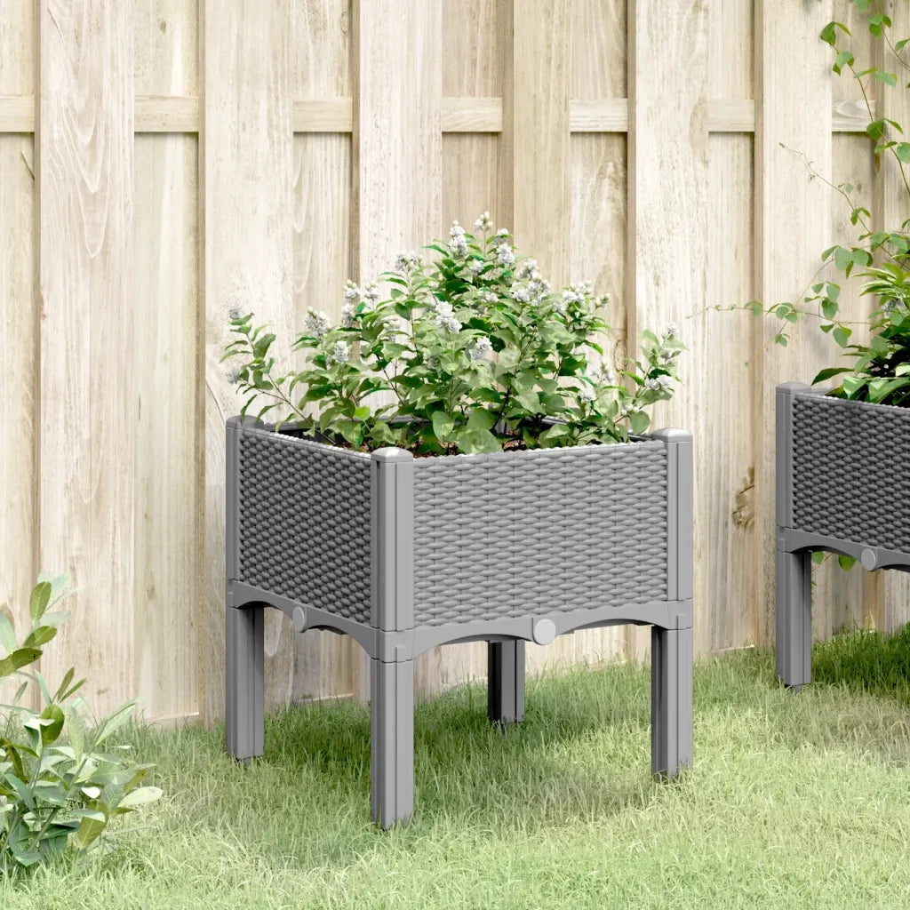 Fioriera da Giardino con Gambe Grigio Chiaro 40x40x42 cm in PP 367887