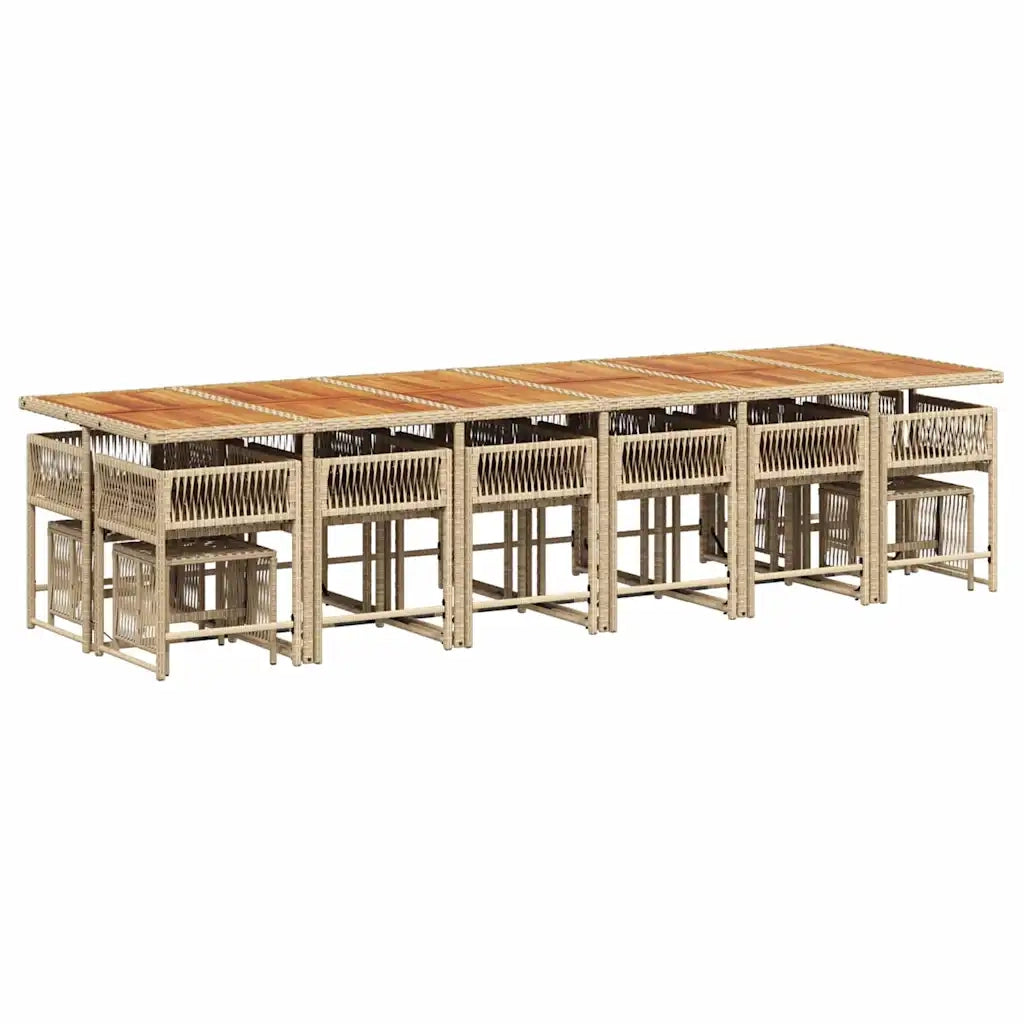 Set da Pranzo da Giardino 17 pz con Cuscini Beige in Polyrattan 3211552