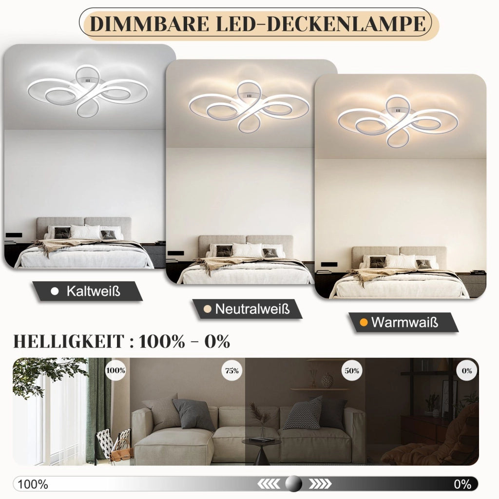ZMH Lampada da soffitto LED grande dimmerabile 100 cm 90W moderna per soggiorno