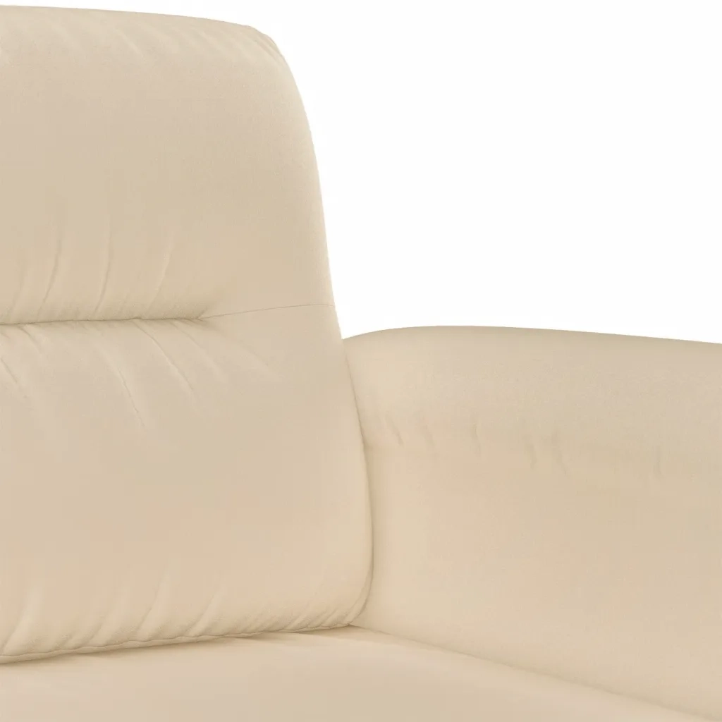 Set Divani 3 pz con Cuscini Crema in Tessuto Microfibra 3202348