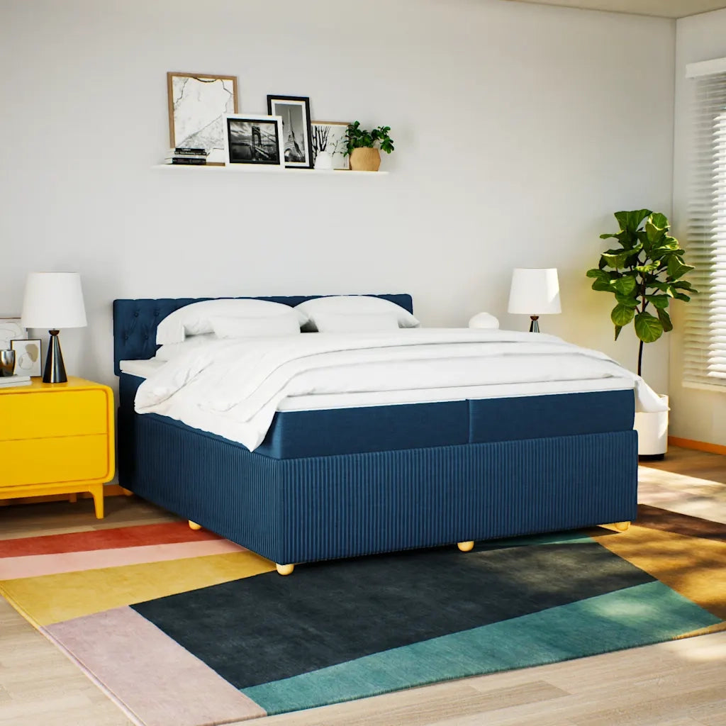 Giroletto a Molle con Materasso Blu 200x200 cm in Tessuto