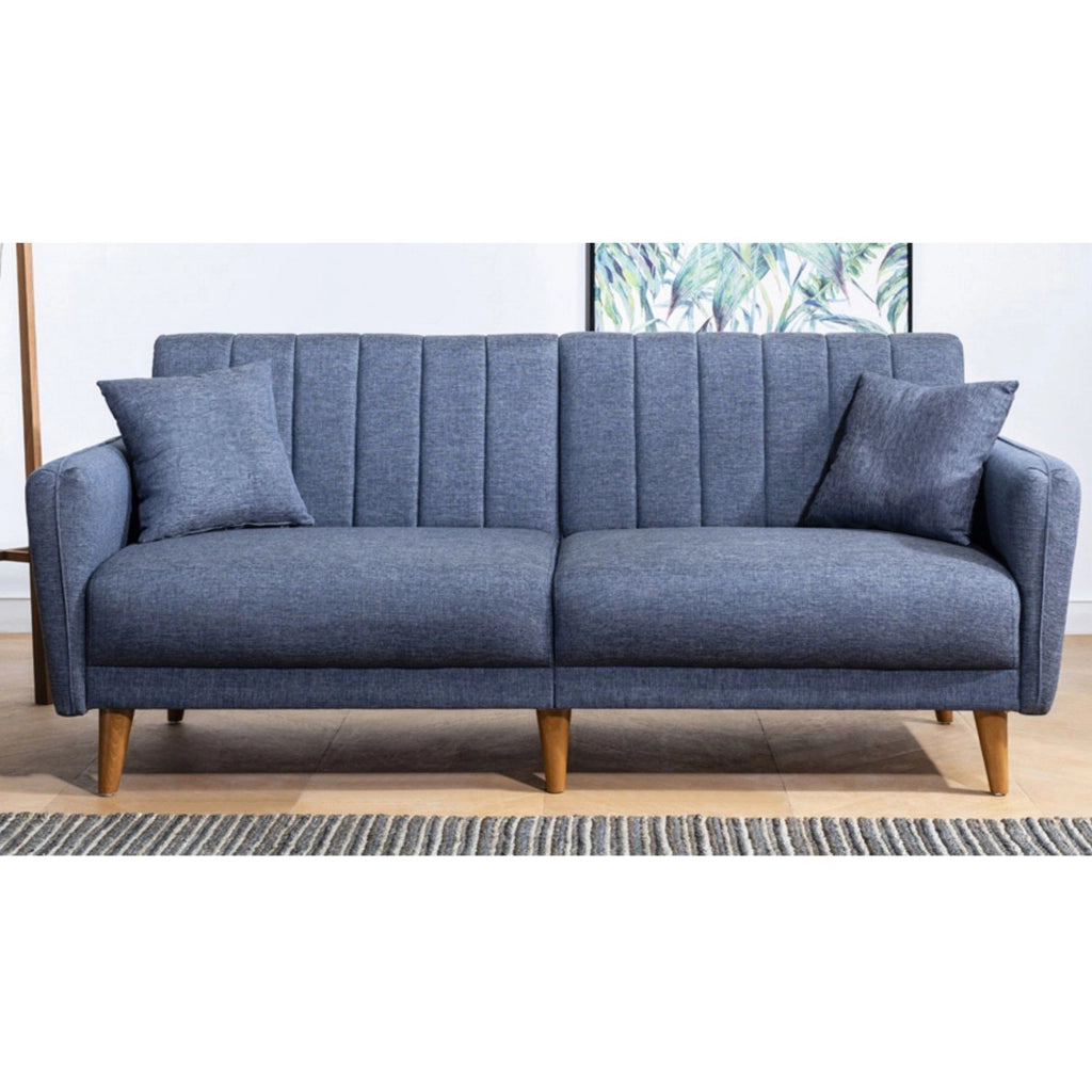 Divano letto a 3 posti in tessuto "Aqua" 205 x 85 x 85 cm - Blu scuro