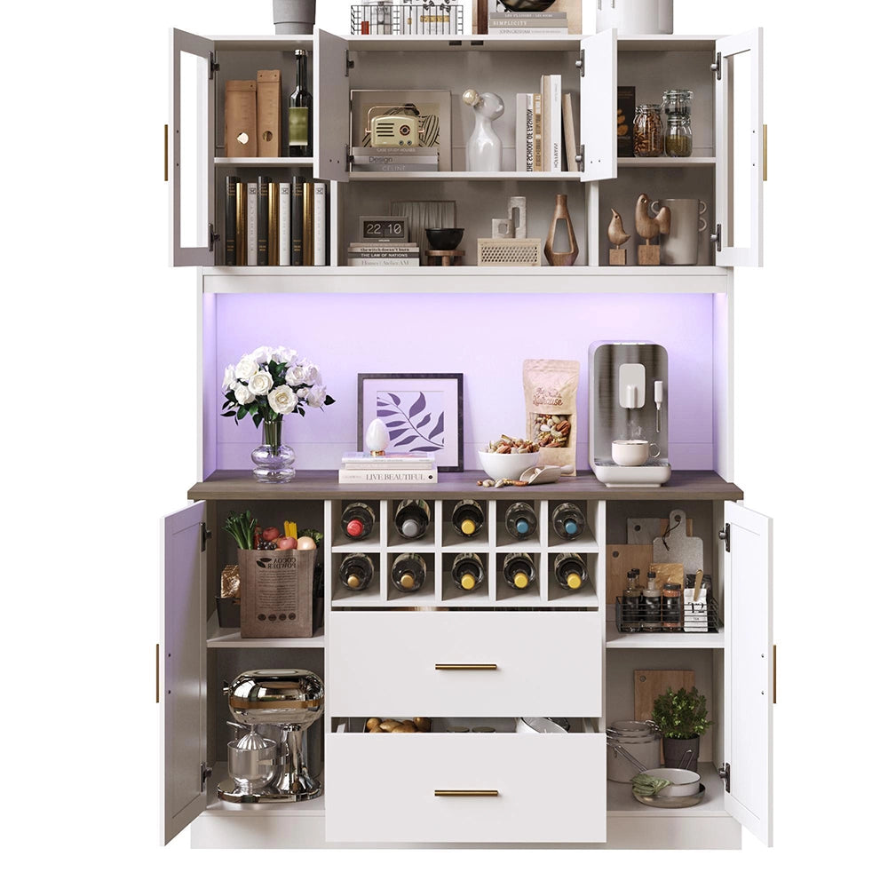 Armadio di cucina con illuminazione LED - Xylo - 120x36,3x180 cm - Nero/Bianco