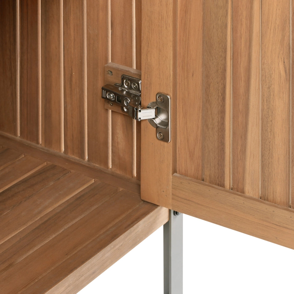 Mobile da giardino in legno di acacia 2 ante 2 ripiani 50 x 80 x 92 cm in legno massello Marrone giardino Cucina Sala da pranzo