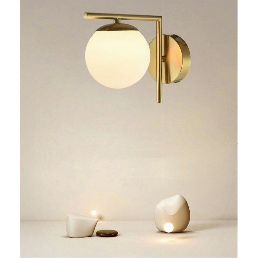 Trade Shop - Applique Parete Attacco G9 Sfera Vetro Metallo Oro Lampada Moderno Minimal 32842 -