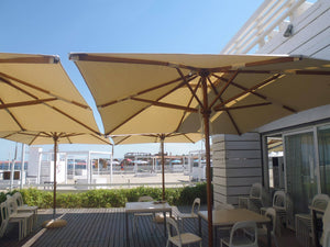 Ombrellone da Giardino 2,2x2,2 m Palo Ø48 mm in Legno Telo in Acrilico Danieli Bangkok Ecrù