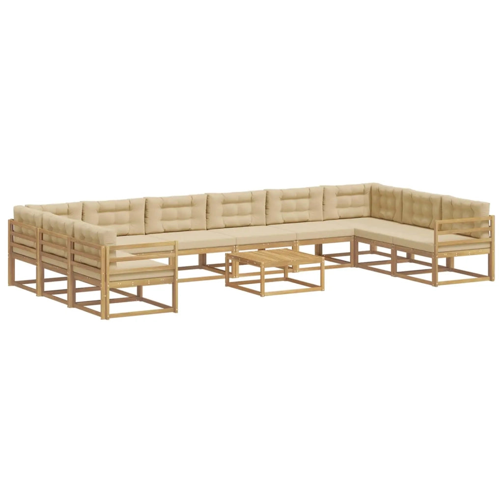 Set di divani da esterno 11 pz Bianco e Beige 3387127
