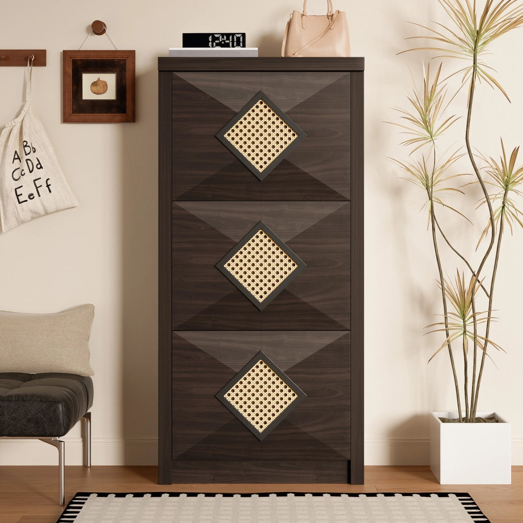 SCARPIERA 3 ribalte 54x25x115 cm Effetto legno marrone scuro