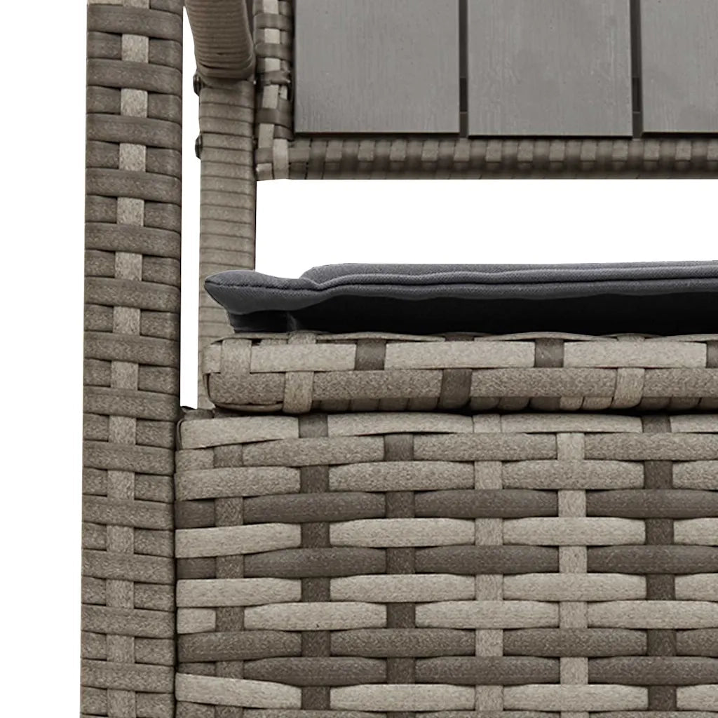 Panca Portaoggetti da Giardino con Cuscino Grigio in Polyrattan 4103838